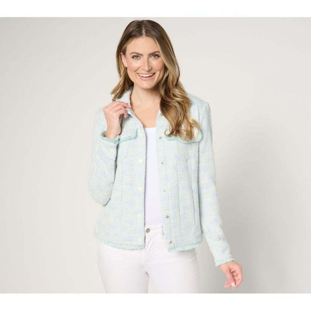 Belle by Kim Gravel Women's Plus Sz Jacket 2X Class & Sass Knit Blue A674082